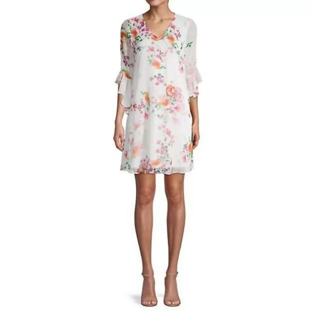 Calvin Klein Floral Bell Sleeve Shift Dress